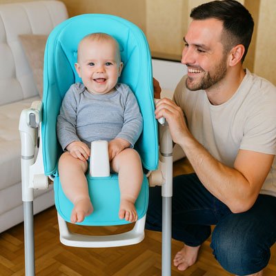 Coussin chaise haute bleu