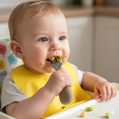 Couvert bébé​ ergonomique Madona cuillère beige