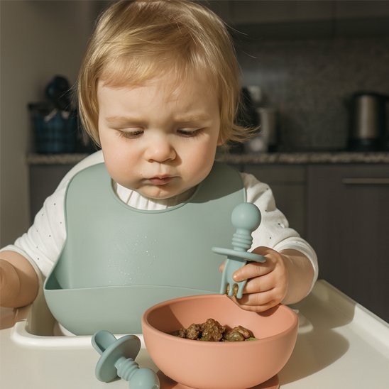 Couvert bébé silicone-autonomie avec bol