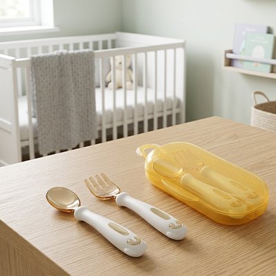 Couvert pour bébé ergonomique miniable blanc