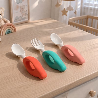 Couvert pour bébé​ ergonomiques sécurisés trois différentes couleurs