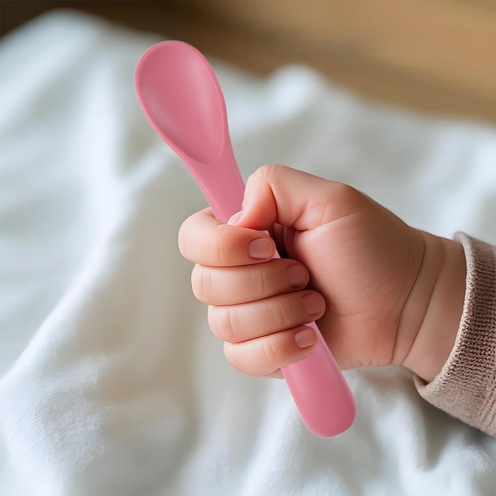 Couverts bébé ergonomiques cuillère rose