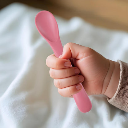 Couverts bébé ergonomiques cuillère rose