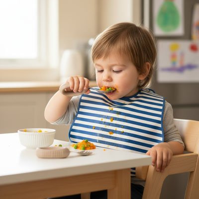 Couvert bébé​ ergonomiques sécurisés ivoire