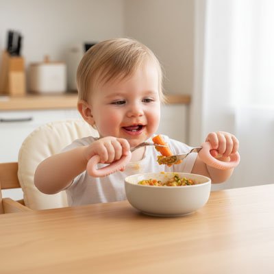 Couverts bébé ergonomiques sécurisés rose