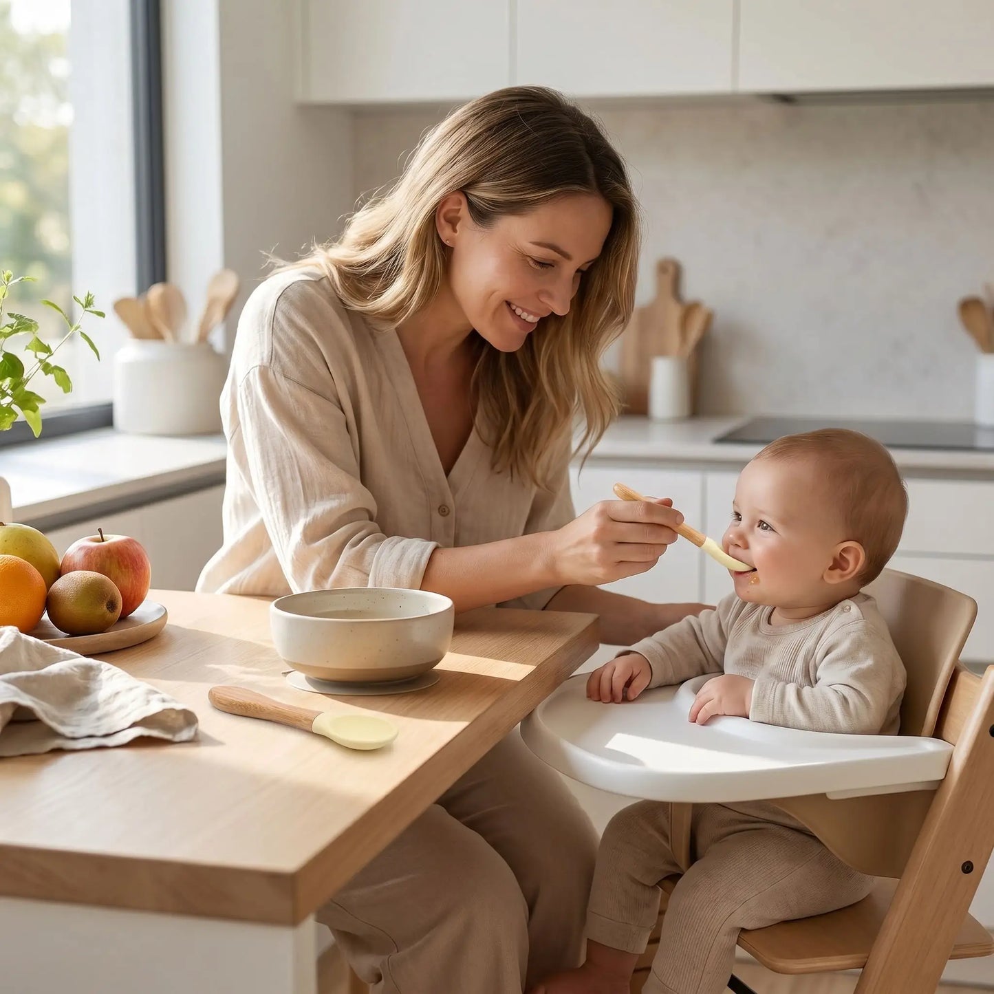 Couverts ergonomiques bébé jaune