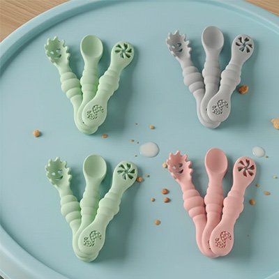 Cuillère bébé Ergonomique-Marguerite vert