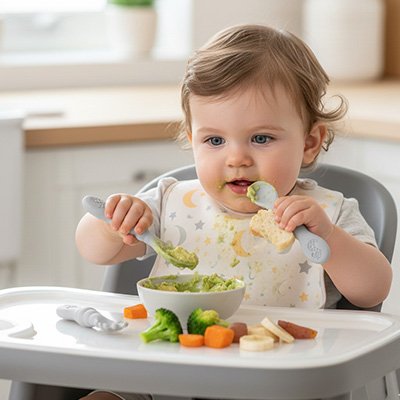 Cuillère bébé ergonomique-Marguerite avec légumes