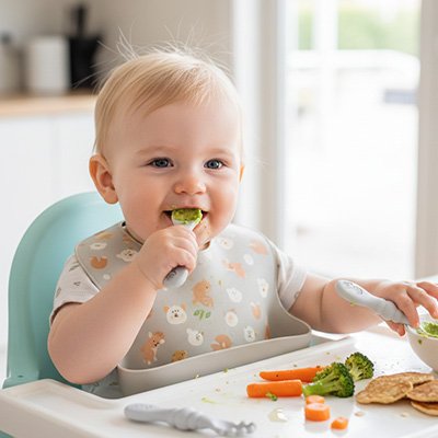 Cuillère bébé Ergonomique Marguerite gris 