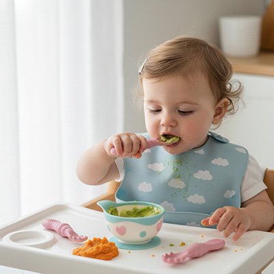 Cuillère bébé Ergonomique Margarite rose 