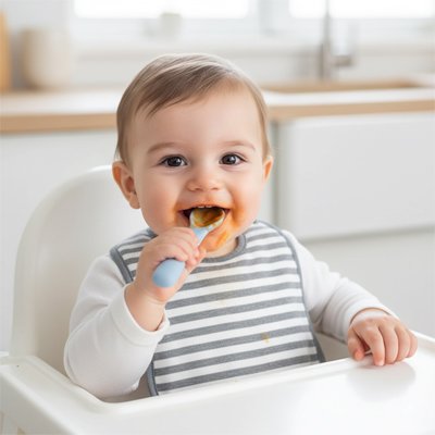 Cuillère bébé ergonomique nomade bleu