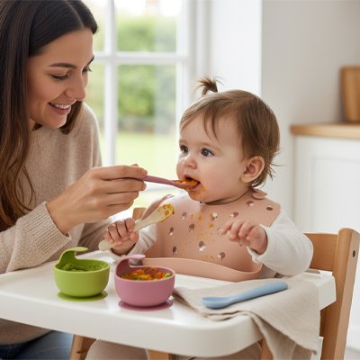 Cuillère bébé ergonomique-nomade-rose