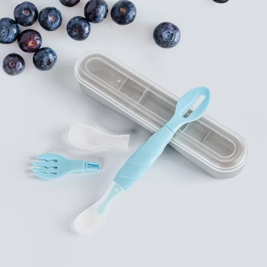 Cuillère ergonomique bébé bleu