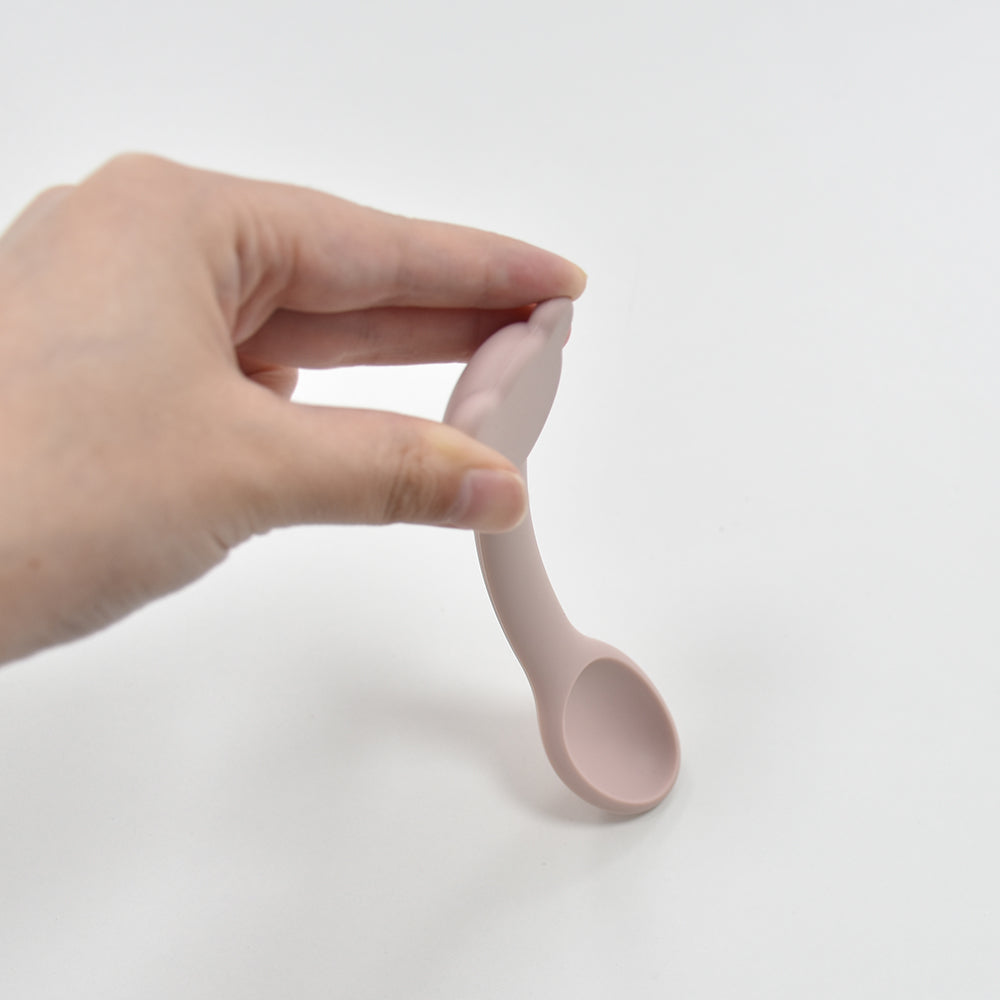 Cuillère ergonomique bébé flexible ourson beige