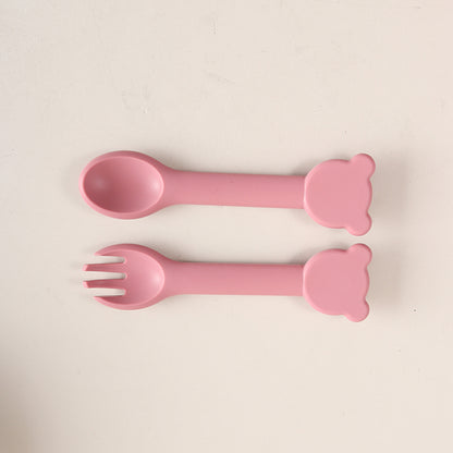 cuillère ergonomique bébé ourson  flexible rose