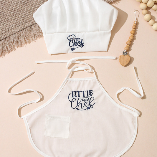 Dessin bavoir petit chef bleu marine