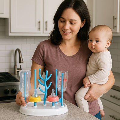 egouttoir biberon Mélodie avec bouteille