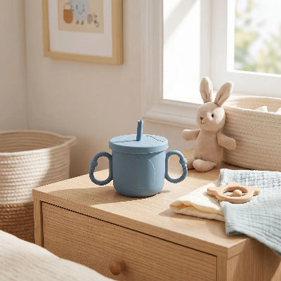Gobelet anti fuite bébé adapté aux petites main bleu