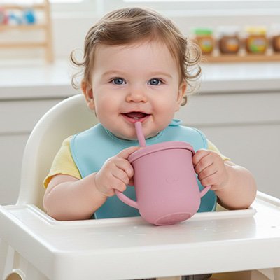 Gobelet bébé rose pastel