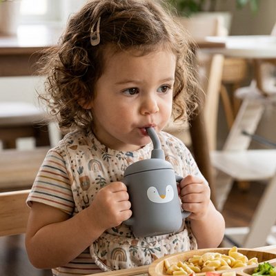 Gobelet bébé anti fuite animaux gris