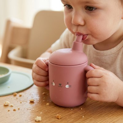 Gobelet bébé anti fuite animaux rose
