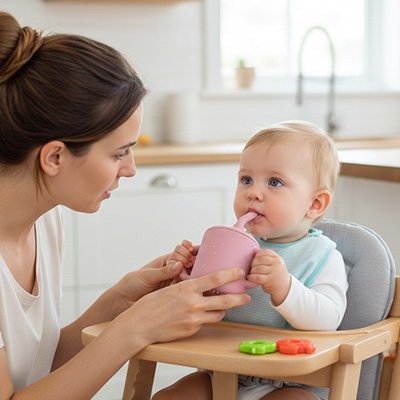 Gobelet bébé anti fuite rose