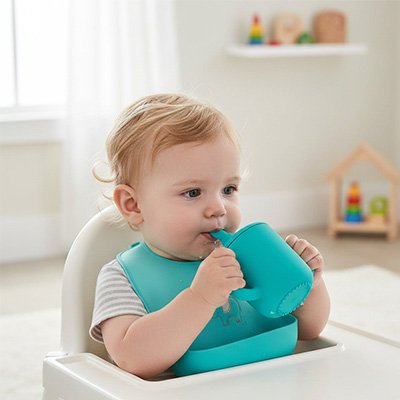 Gobelet bébé anti fuite turquoise