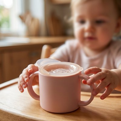 Gobelet bébé antifuite ergonomique rose