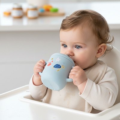 Gobelet bébé bleu avec tortue