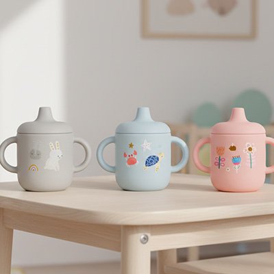 Gobelet bébé dessin animé différentes couleurs