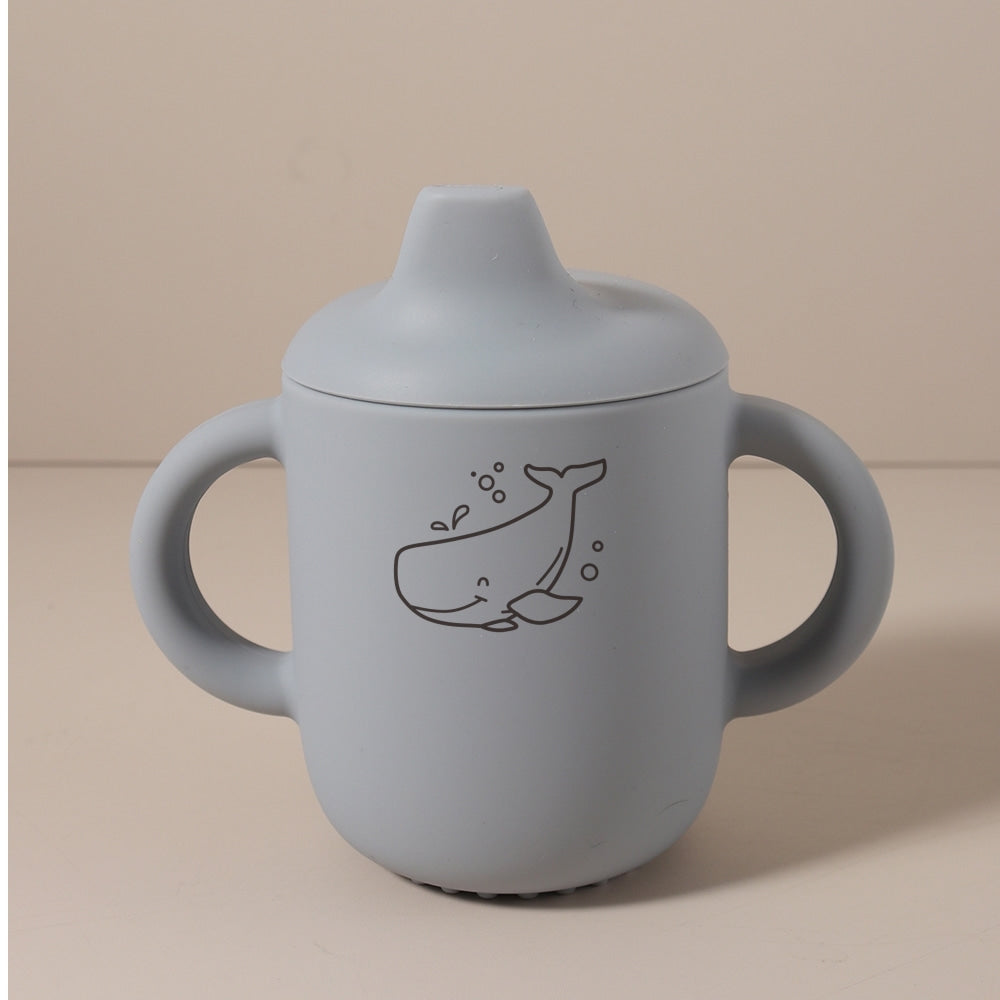 Gobelet bébé personnalisé silicone baleine-grise