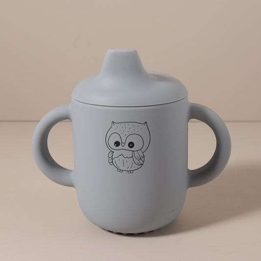 Gobelet bébé personnalisé silicone chouette grise