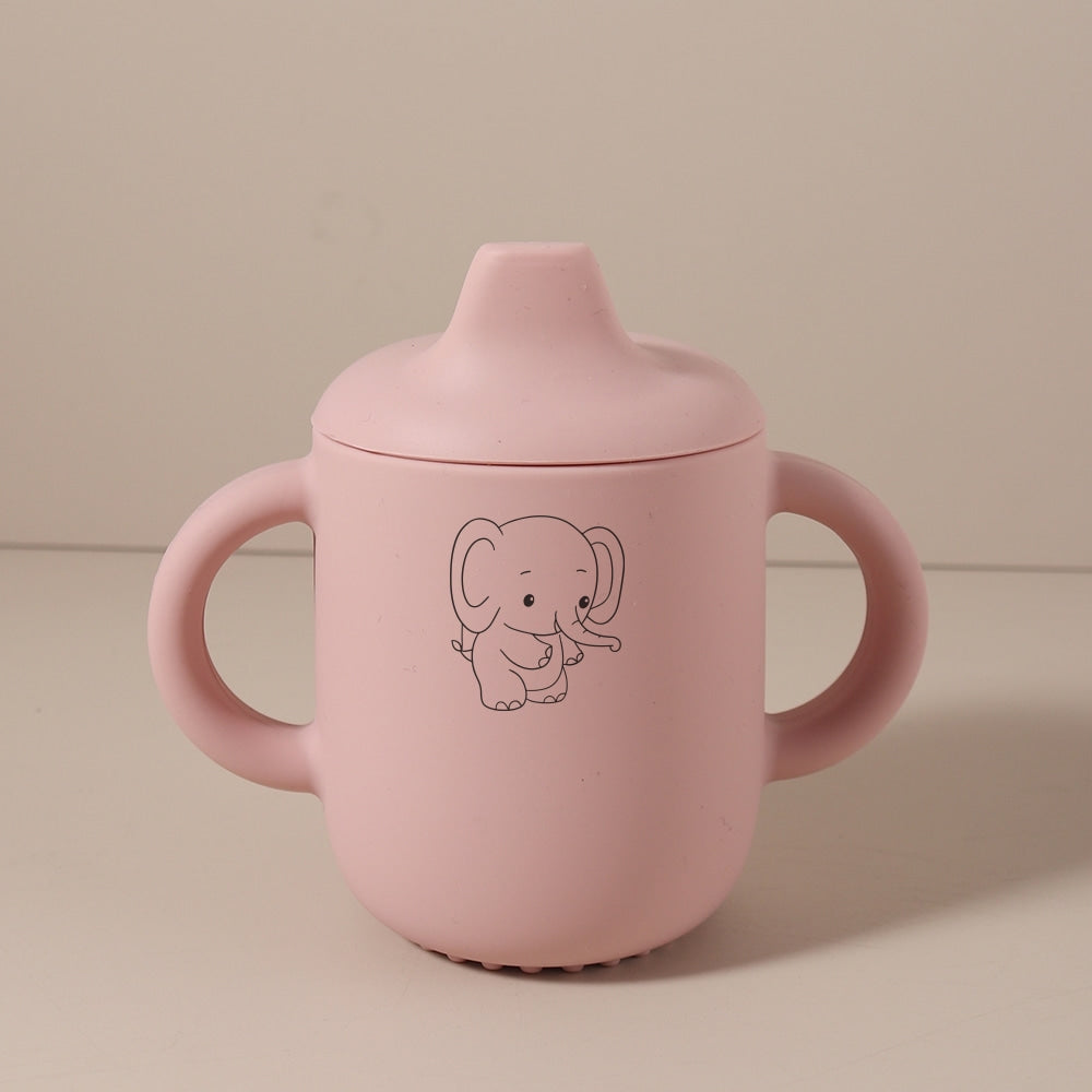 Gobelet bébé personnalisé silicone éléphant rose