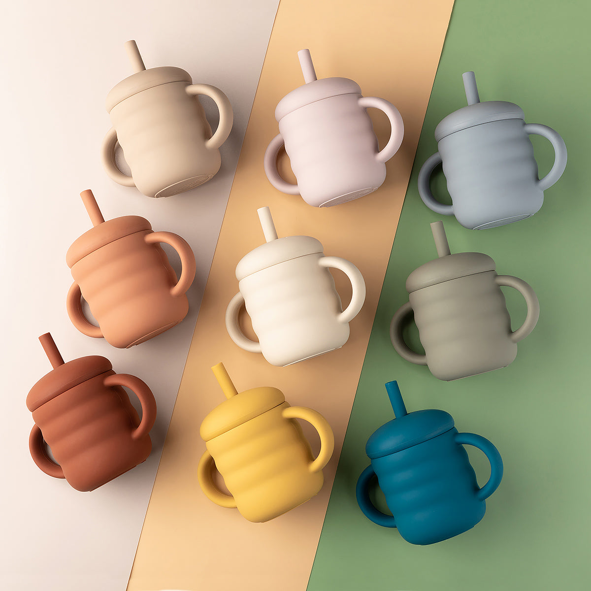 Gobelet paille bébé anti fuite silicone différentes couleurs