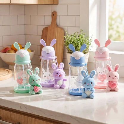 Gobelet paille bébé lapin quatres couleurs différentes
