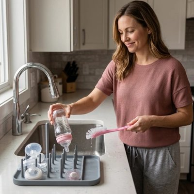 Goupillon biberon conçu pour un nettoyage parfait rose