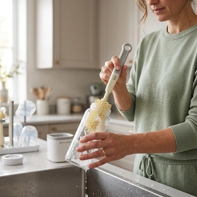 Goupillon biberon manche antidérapant avec brosse