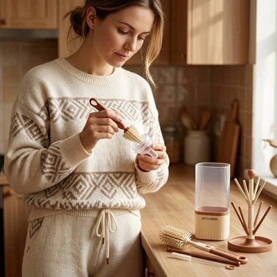 Goupillon biberon manche antidérapant petite brosse