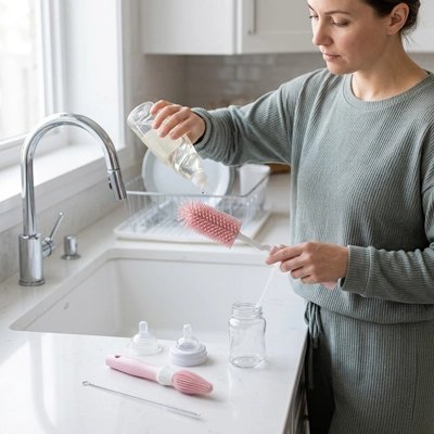 Goupillon biberon biberon nettoyage en profondeur rose