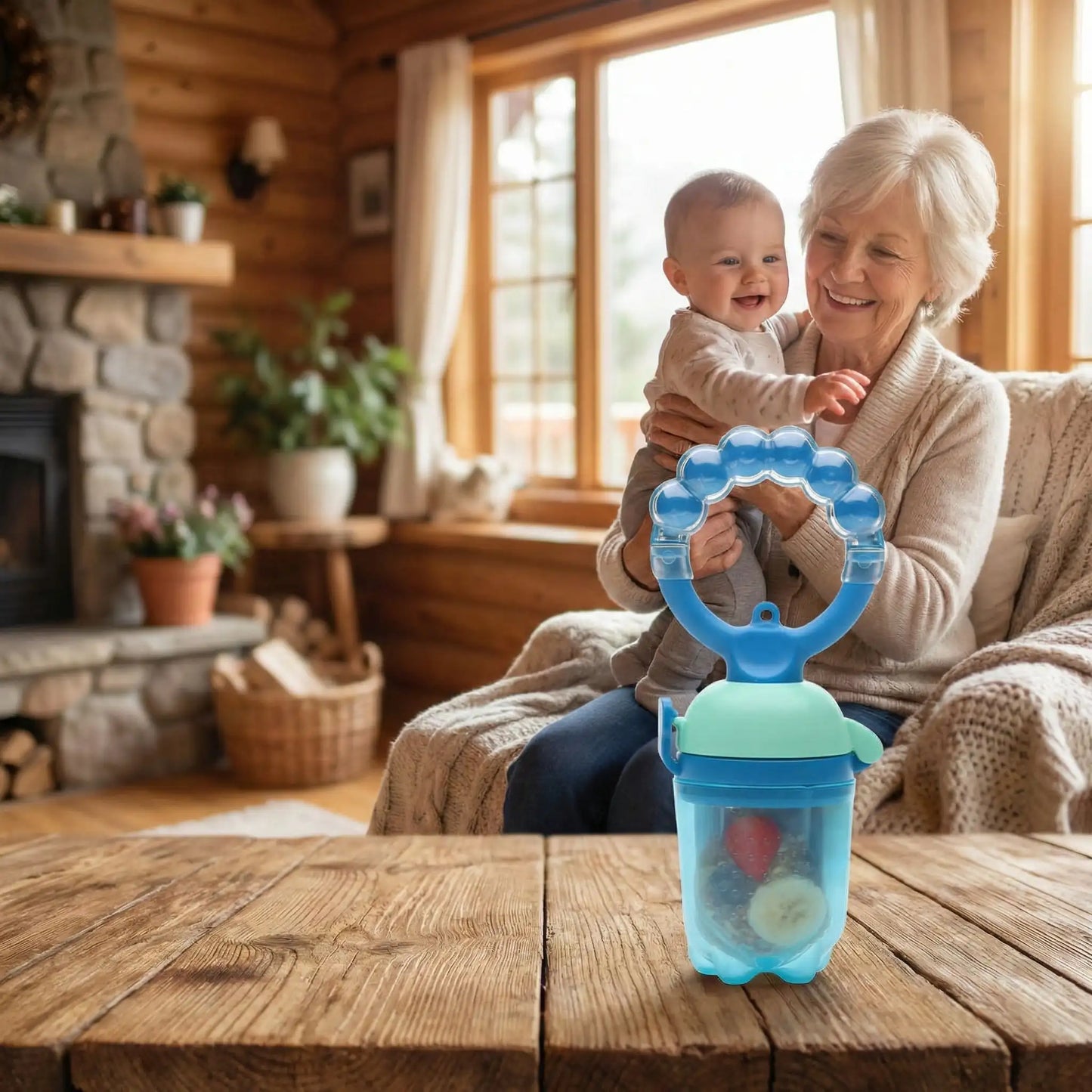 Grignoteuse bébé Charlie sécuritaire silicone sans BPA-avec grand maman