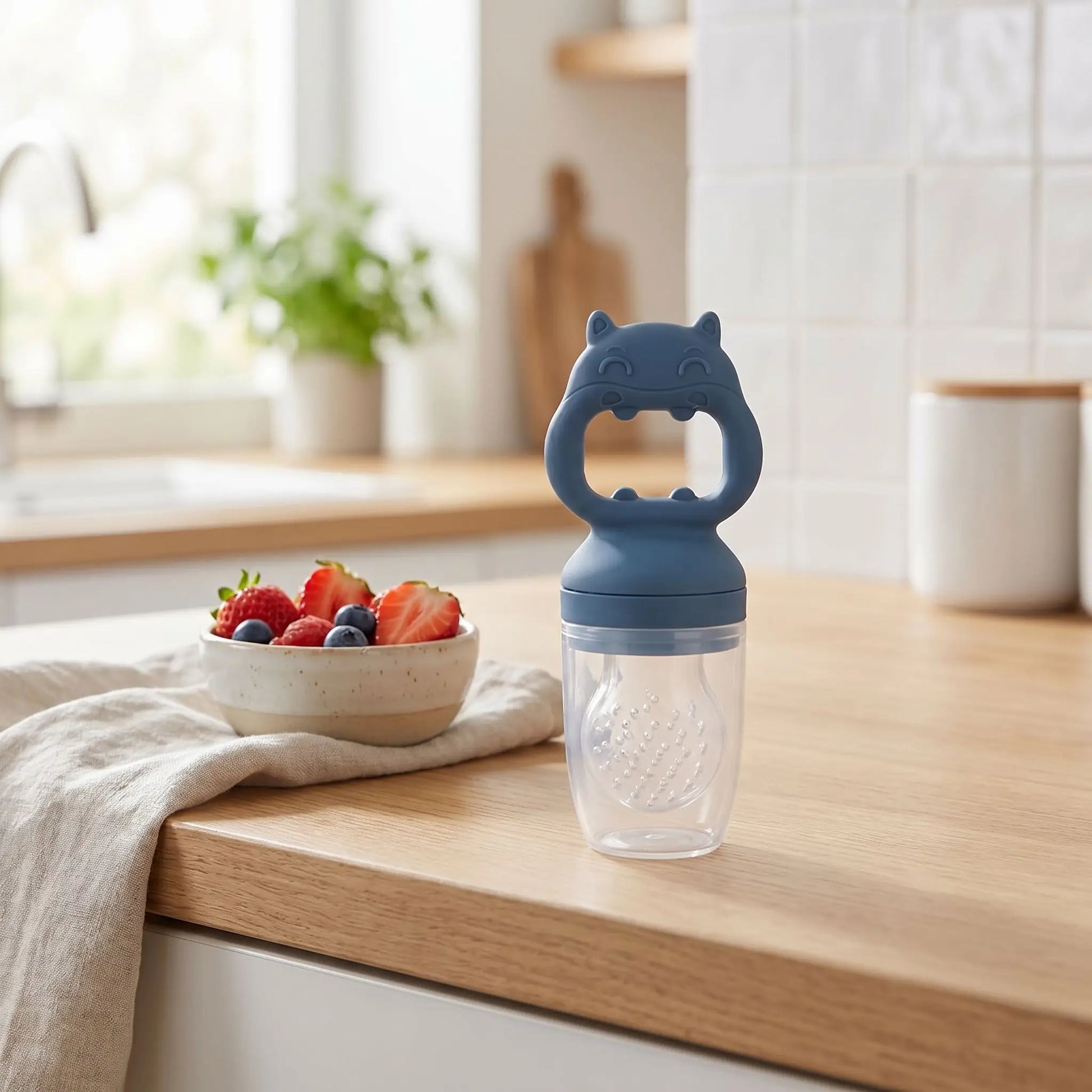 Grignoteuse bébé anti étouffement bleu