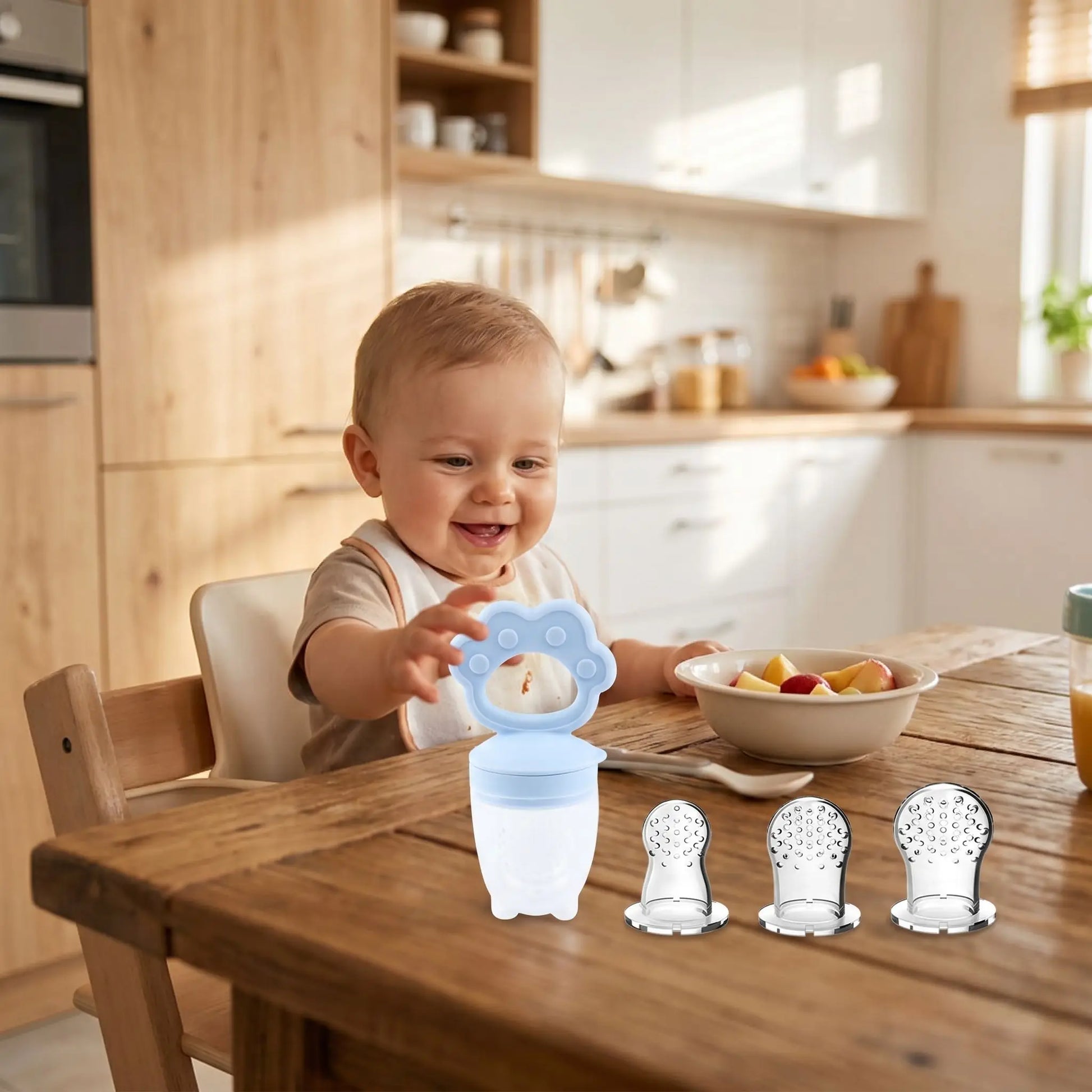 Grignoteuse bébé silicone sans bpa bleu pâle