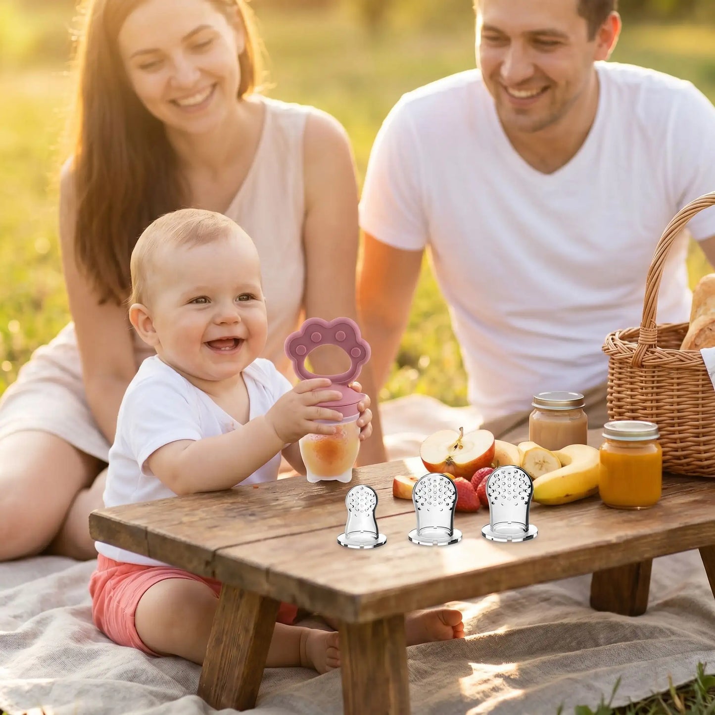 Grignoteuse bébé silicone sans bpa rose foncé