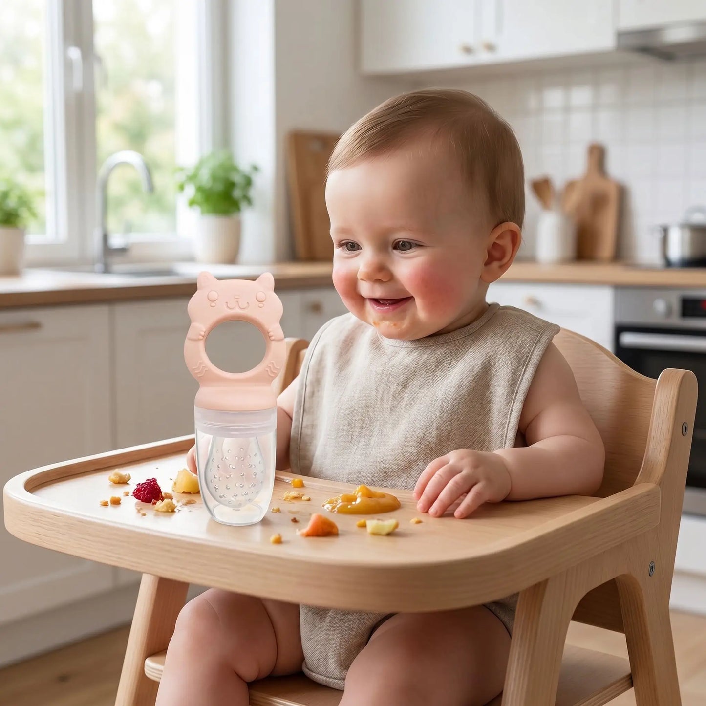Grignoteuse pour bébé silicone rose pâle