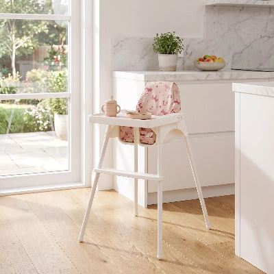 Housse pour chaise haute lavable et confortable rose