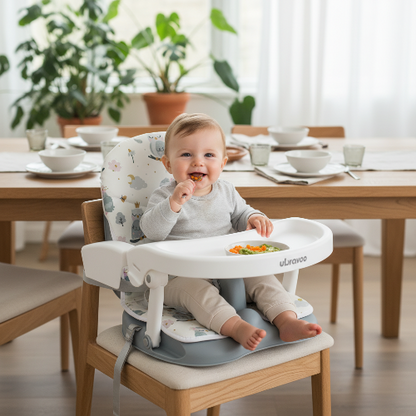 Rehausseur chaise avec bébé sur la chaise de cuisine 