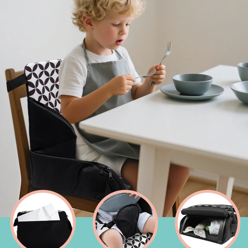Rehausseur chaise bébé pliable avec compartiment