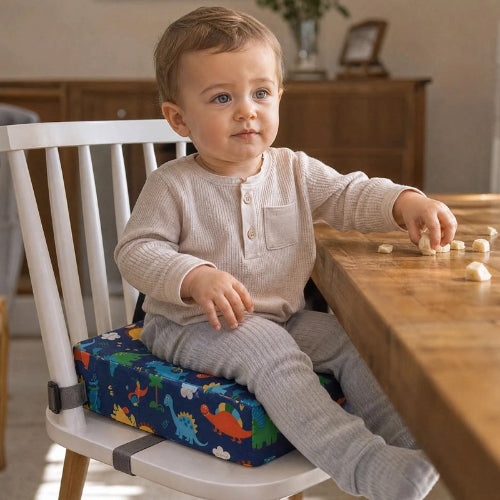 Rehausseur chaise haute bleu stabilité imprimé de dinosaure sur la chaise de cuisine avec bébé