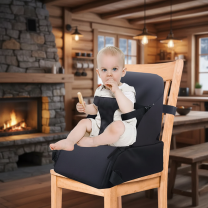 Rehausseur chaise noir sur une chaise au chalet