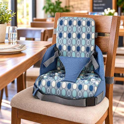 Rehausseur repas bébé cercle vert sur la chaise du restaurant
